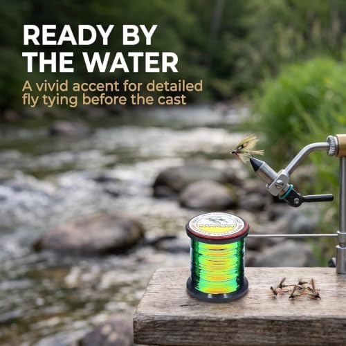 Green Peacock Flat Tinsel Fly Tying Floss Thread - 35 Yards