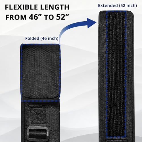 PEKREWS 52-Inch Adjustable Fishing Rod Case with Tackle Pockets, Black - Fits 1-2 Reels