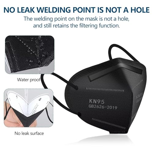 SDIW Black 50PCS KN95 Face Masks - 5 Layer Dust Masks with Soft Ear Loops
