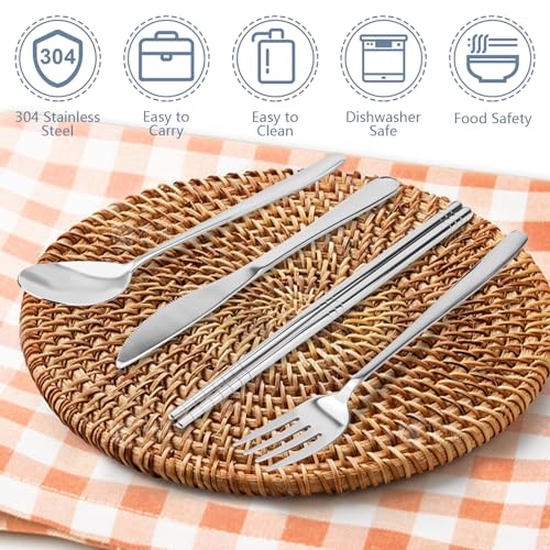 5-Piece Stainless Steel Travel Utensils Set with Storage Case