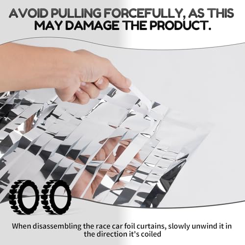 Black and White Checkered Tinsel Backdrop Curtains - 3 Pack