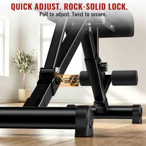 Adjustable Weight Bench - 600 LB Capacity, Foldable, Black