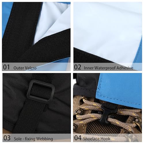Waterproof Winter Snow Gaiters for Hiking - Black Ankle Covers