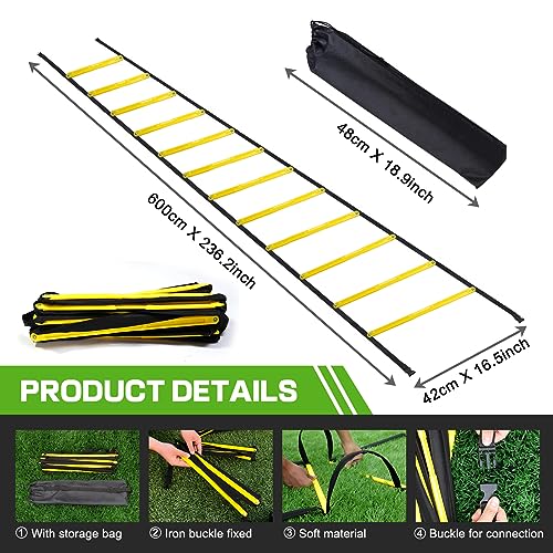 Agility Ladder 12 Rung 20 FT Speed Training - Yellow