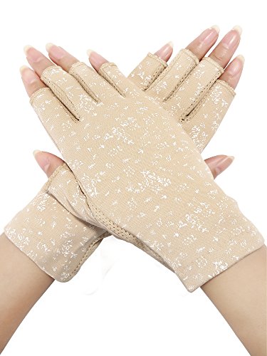 UV Protection Fingerless Gloves for Women - Khaki