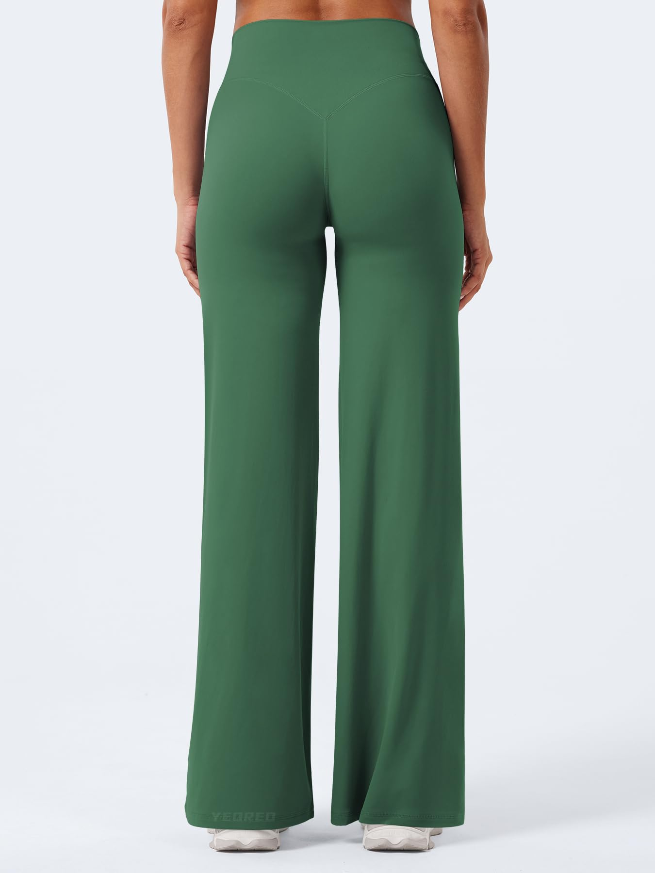YEOREO Workout Leggings Womens No Front Seam Straight Leggings 31.5" High Waist Buttery Eddiy Gym Yoga Pants Dark Green L