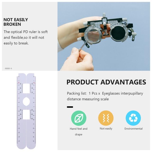 Pupillary Distance Ruler Set - 2pcs White Measuring Tool for Eyeglasses