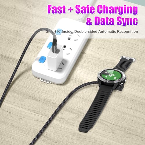 6.6ft USB-C Charging Cable for Garmin Watches - Dark Gray