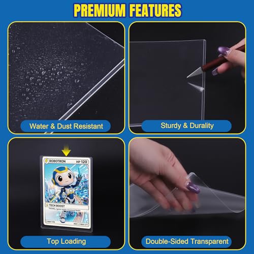 AKONEGE 12 Pack Jumbo Card Sleeves Size L 5.4" x 7.5" Hard Plastic Protectors