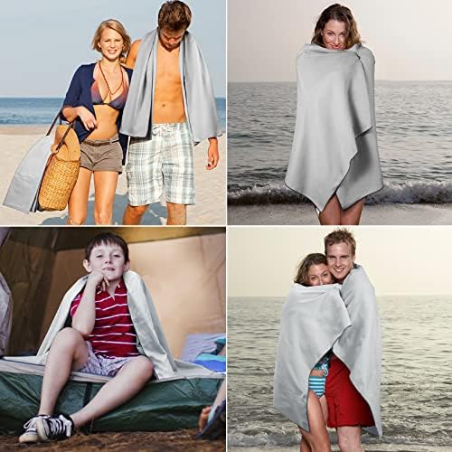 Quick Dry Microfiber Towel for Fitness & Camping - Grey, L (30x60 in)