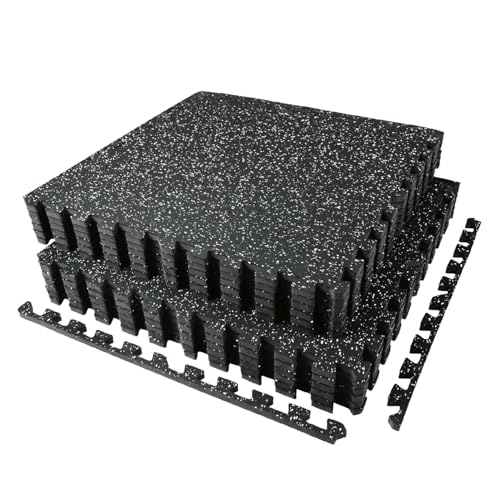 Exercise Equipment Mats - 48 Sq Ft (12 Tiles) Black/White