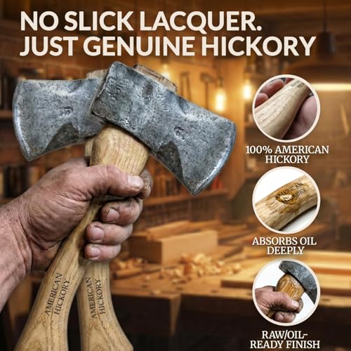 Cuitáxi 2 Pack 14-Inch Hickory Axe Handles for 1-1/4 Pound Axes with Wedges - Replacement Hatchet Handles