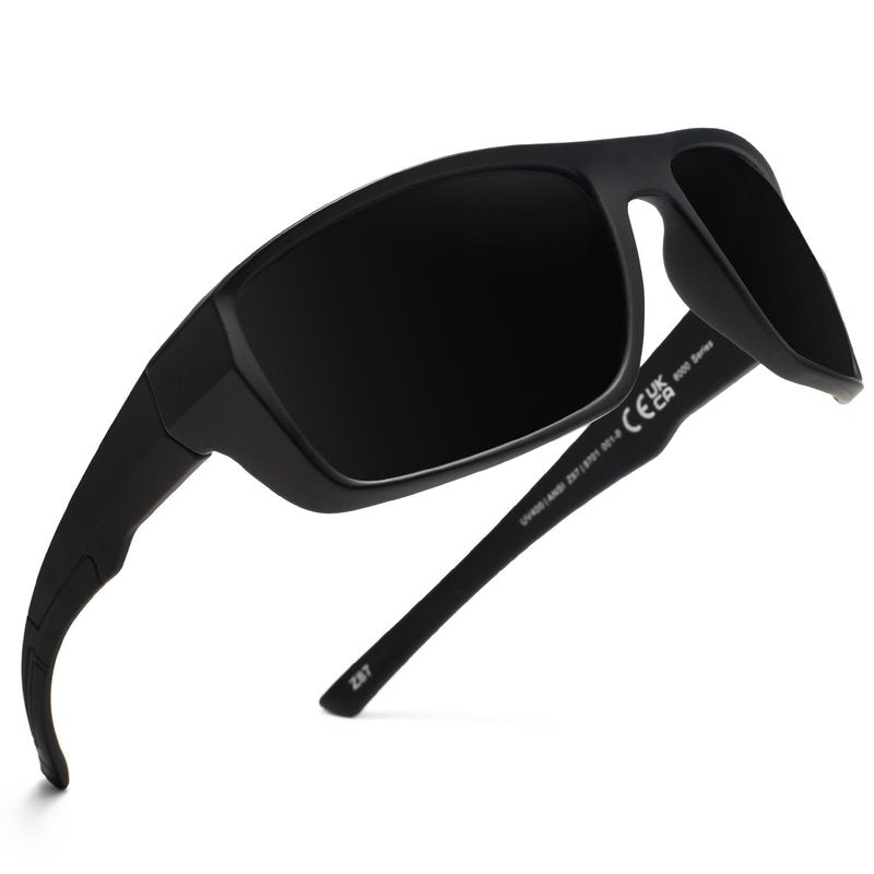MAXJULI XL Z87 Sports Sunglasses for Big Heads Men Women TR90 Ultralight UV400 Protection Glasses 8701 (Black/Super Dark)