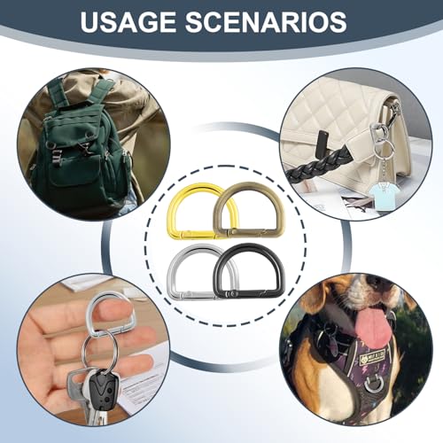 1 Inch Spring D Ring Clips - 10pcs Metal Carabiner Clips - Gun Black