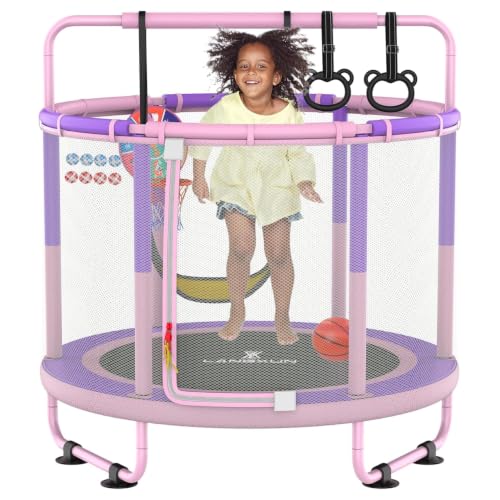 60" 6-in-1 Kids Trampoline - Pink & Purple Mini Play Set