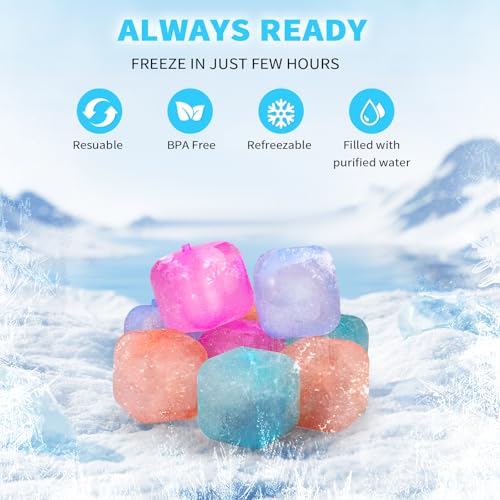 Color-Changing Reusable Ice Cubes for Coolers - 300 Pack, Square, BPA-Free, Non-Melting