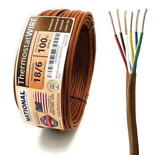 18/6 100Ft. NATIONAL Wire&Cable Thermostat Doorbell HVAC Heating Control Professional Cable Wire - Made in USA - 100% Solid Copper Conductors, CL2 ETL Listed, Low Voltage Applications Use