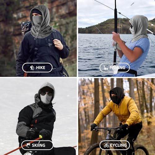 Hymeiluely Light Gray Breathable Balaclava Face Mask for Men - Summer Sun Shield