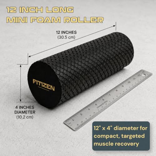 Foam Roller for Muscle Massage - Mini 12 x 4 Inch - Black