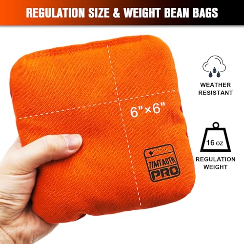 Professional Cornhole Bags Set of 8 - Slick & Sticky, Black & Orange