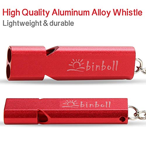 Double-Tube Survival Whistle - Loud Aluminum Alloy - Red