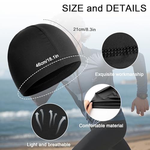 Cooling Skull Caps for Men - 10 Pcs Sweat Wicking Beanie - Black