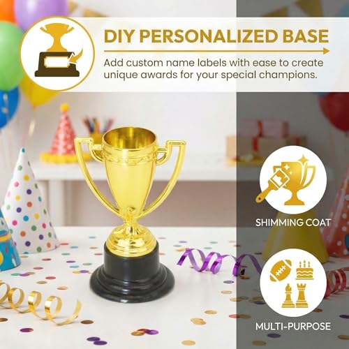 Mini Trophy Cups - 3 Pack Gold Trophies for Kids' Awards