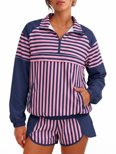 Fisoew Women's Two-Piece Tennis Workout Set Medium Navy - Fall Athletic Outfit