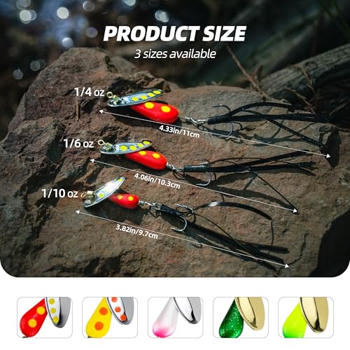 Inline Spinner Fishing Lures 5-Pack - 1/6 oz Metal Spinnerbaits