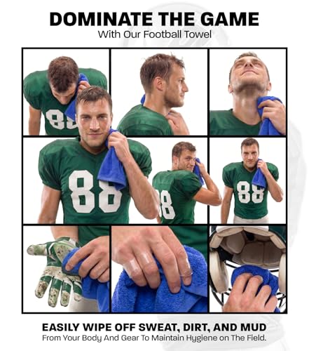 Football Towel with Hook & Loop Fastener - Black | QB Towel for Sweat Absorption
