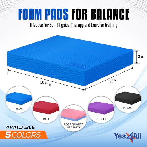 Exercise Balance Pad - Non-Slip Foam Kneeling Pad, Blue - Large (15.5" x 13" x 2")