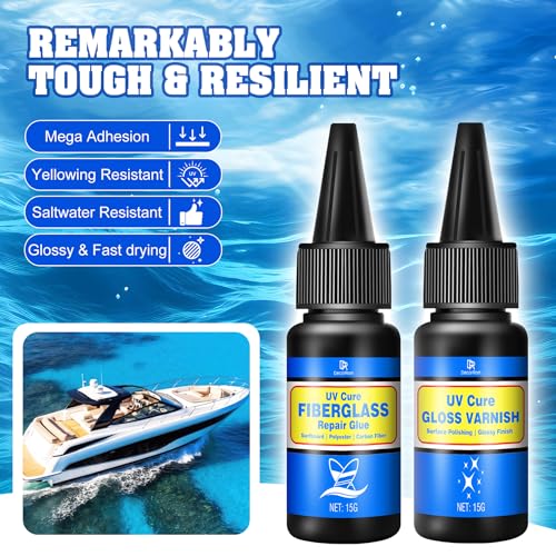 Fiberglass Boat Repair Kit with UV Light - Fast Drying, Mega Adhesion