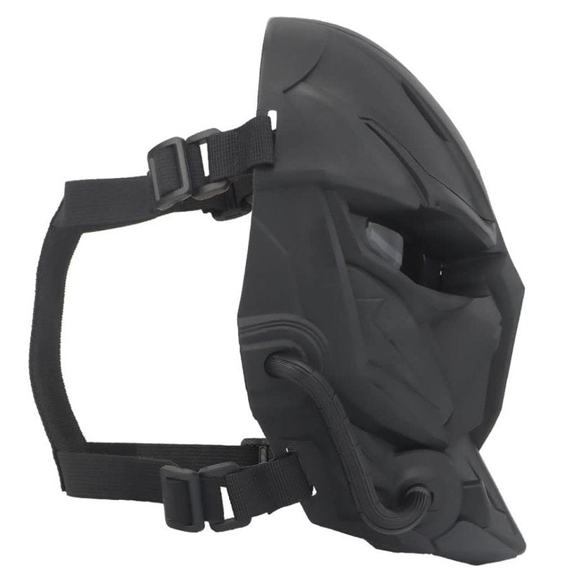 Tactical Skull Full Face Cosplay Mask with Lens Goggles Eye Protection, Men's Airsoft Mask Face Shield for Playing Airsoft/Paintball Halloween Games Cosplay (Black)