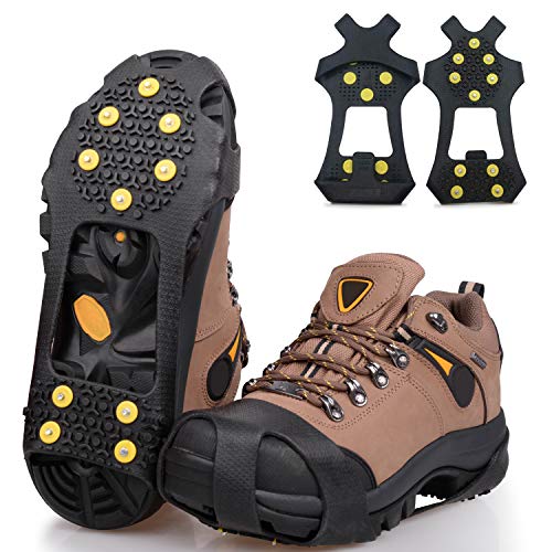 Ice Snow Cleats - Anti-Slip Rubber Crampons for Shoes & Boots - Large (7-9.5 Men/8.5-11 Women)