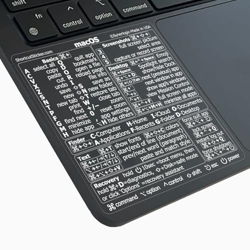 macOS Keyboard Shortcuts Sticker - Laminated Vinyl Cheatsheet - Clear/White