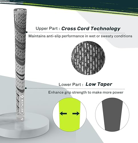 Cross Cord Golf Grips Set of 13 - Grey Mid-Size Complete Regrip Kit