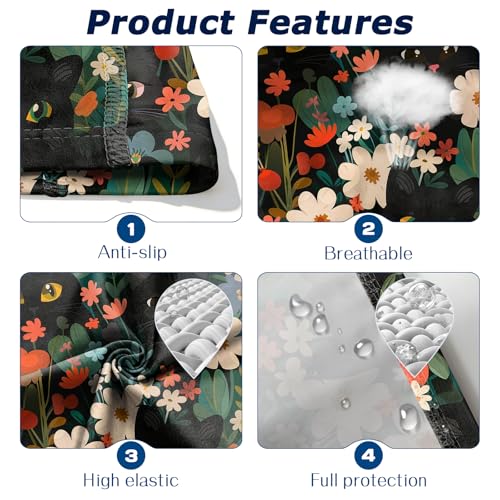 Durable Swim Cap - High Elasticity Comfortable Cloth Hat - Cat Flower
