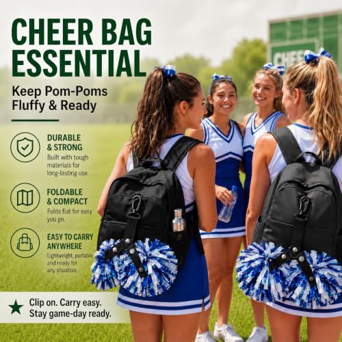 Pom Pom Holder for Backpacks - Snap Closure Hanger for Cheerleaders