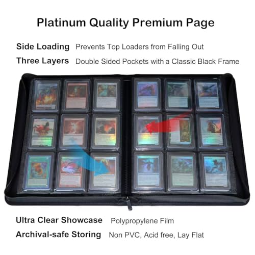 Rayvol Black 16-Pocket Top Loader Card Binder Holds 512 Cards - Padded Water-Resistant Cover