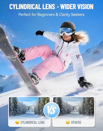Ski Goggles OTG with Anti-Fog & UV400 Protection - Black Frame Silver Vlt 10%