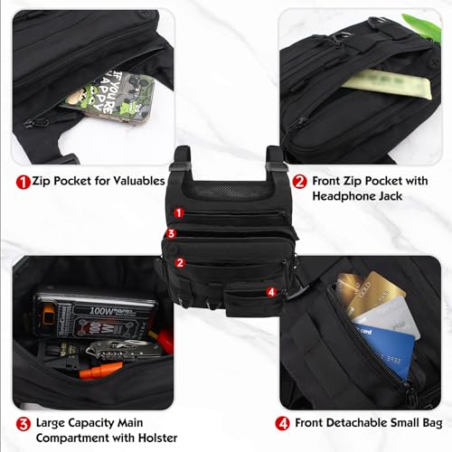 Tactical Chest Pack for Men - Lightweight, Water Resistant EDC Bag
