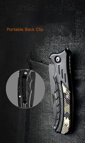 Folding Pocket Knife with Chain - 2.68 Inch Blade - Black