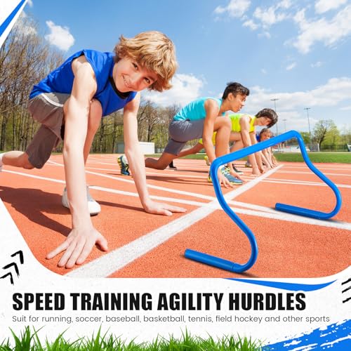 Speed Agility Training Hurdles Set - 16 Pieces, 12" - Blue