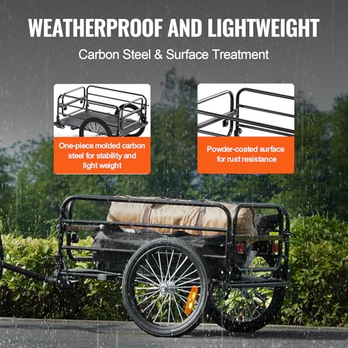 Heavy-Duty Bike Cargo Trailer - 160 lbs Load Capacity, Foldable