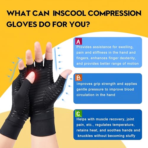 Copper Compression Gloves for Arthritis Relief - Medium