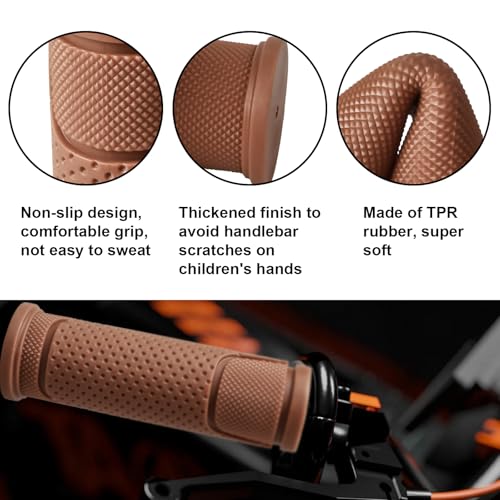 Kids Bike Handlebar Grips - Non-Slip TPR - Brown