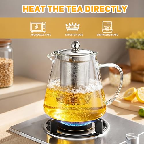 Borosilicate Glass Teapot with Stainless Steel Infuser - 550ML