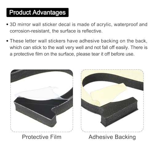 PATIKIL 3D Acrylic Alphabet Mirror Wall Stickers Letter G Self-Adhesive Home Decor Letter Sign Art Sticker Decal for DIY Home Decoration Black