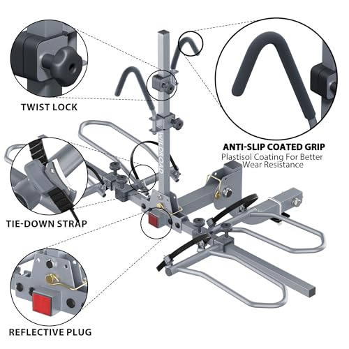 2-Bike Hitch Rack - Foldable & Tilting, 180 lbs Capacity for Standard, Fat Tire & E-Bikes