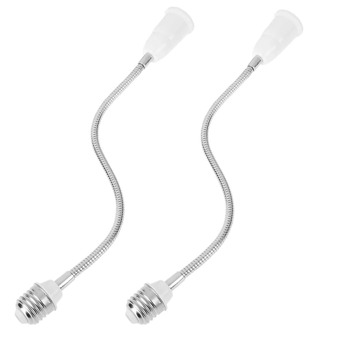 E26/E27 Light Socket Extender Adapter - 15 inches/40 cm Adjustable 360-degree Bendable Rotation with Heat-Resistant Base, Flexible Gooseneck Adjustable Extension Socket Socket Adapter (2 Pack)